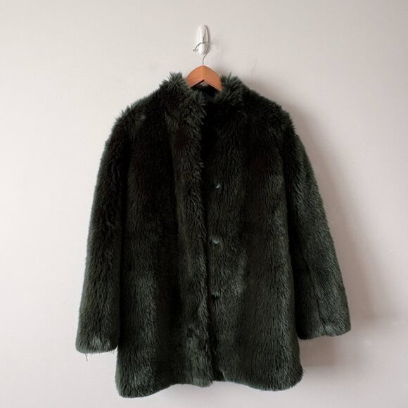 Aritzia Babaton Faux Fur Fritz Coat Jacket Emerald Green Size XXS - Picture 9 of 14